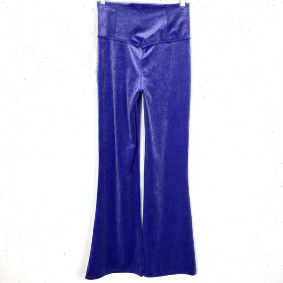 Athleta Womens Elation Velvet Flare Pants High Waist Stretchy Purple Size XS - Picture 3 of 14